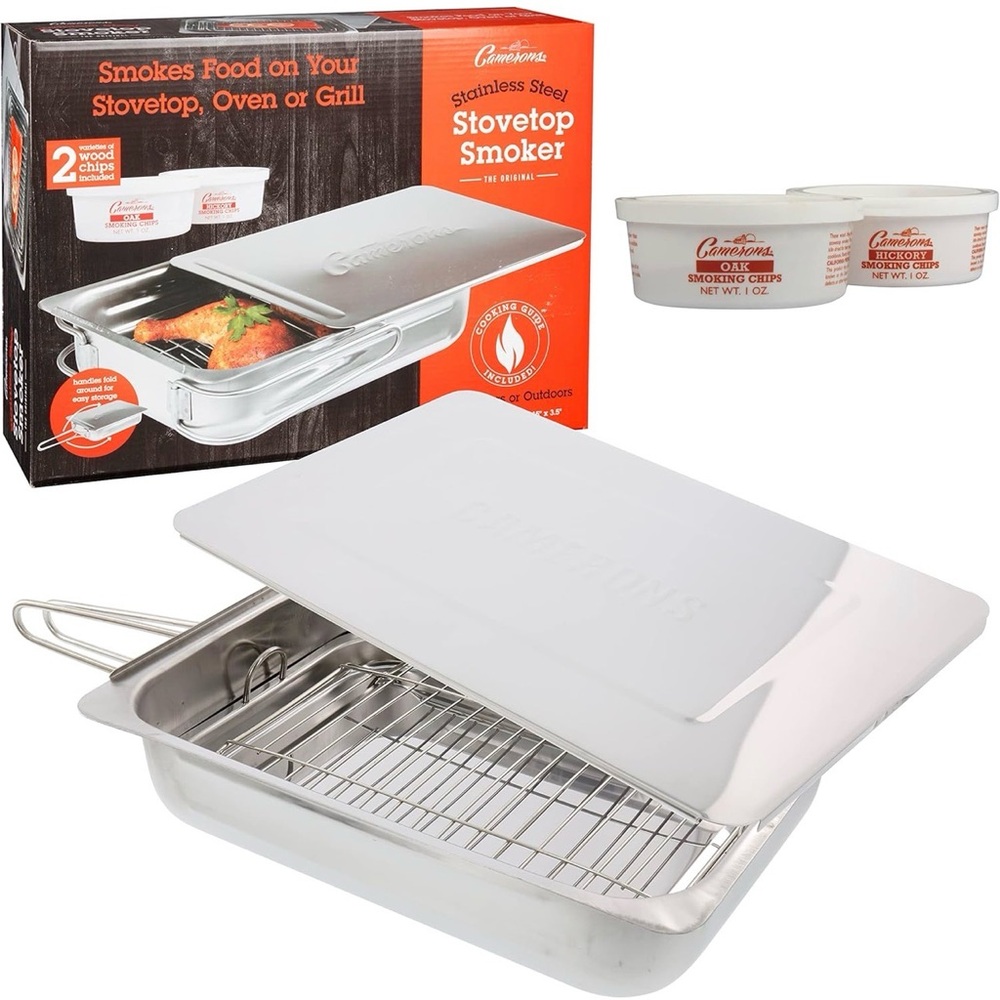 NWT Cameron’s Large Stovetop Smoker Grill Stainless Steel BBQ Christmas